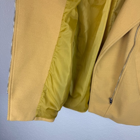 Asymmetrical Zip Moto Jacket, Mustard Yellow S - Fall Layer, Autumn, Retro - Picture 5 of 10
